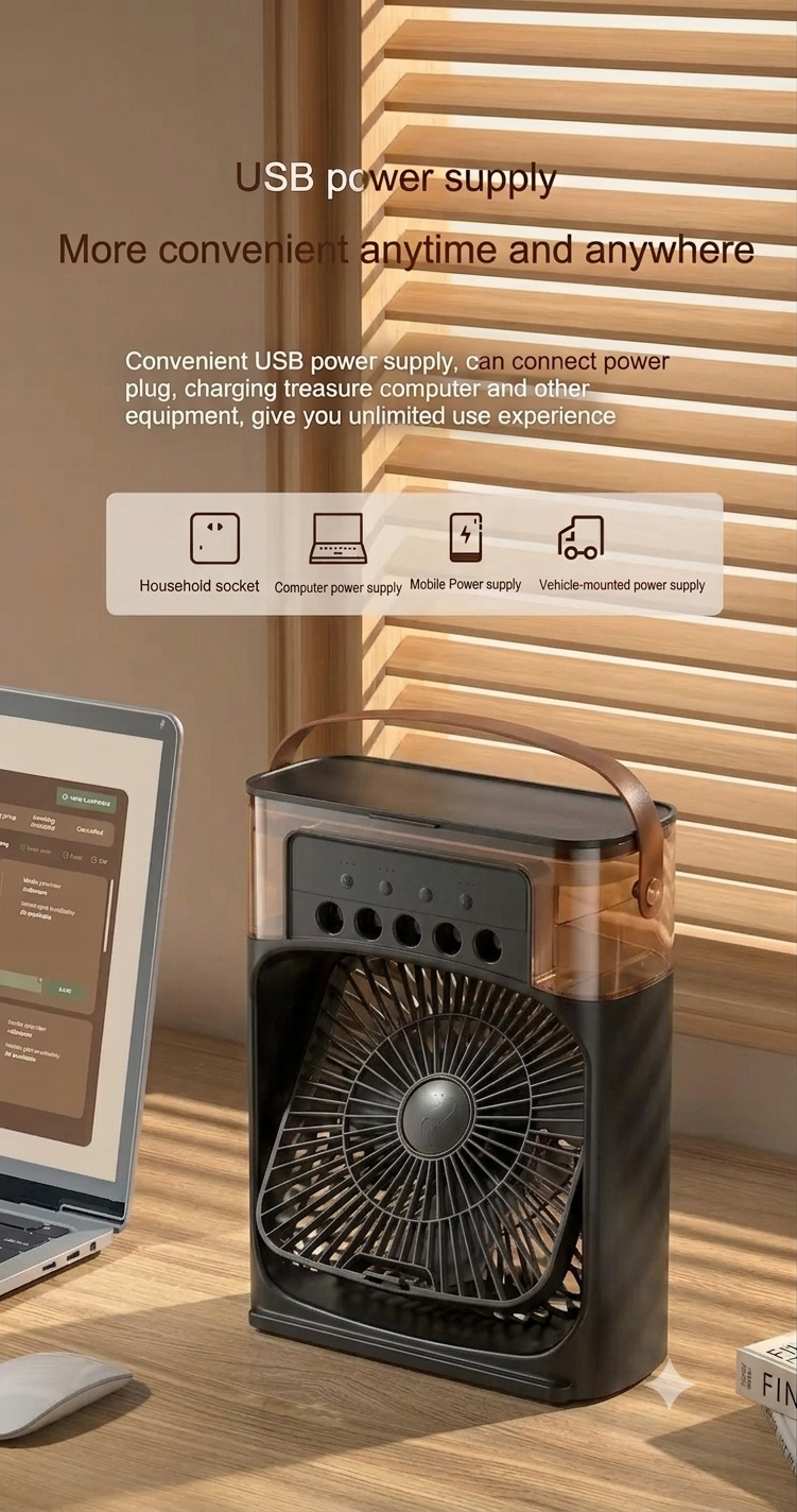 Mini USB Air Cooler LED Ice Fan