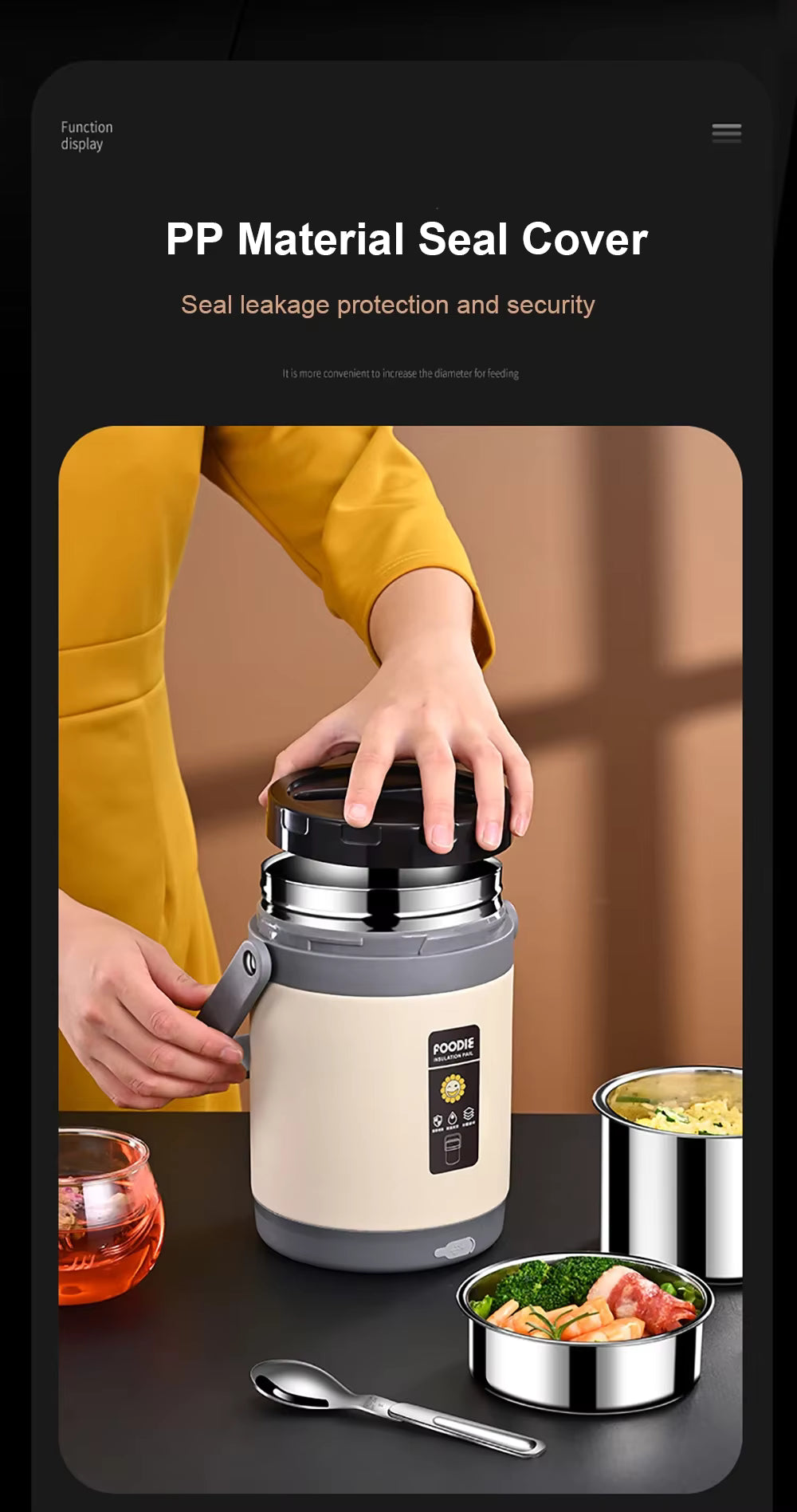 USB Electric Heated Stainless Steel Lunch Box 1.6L