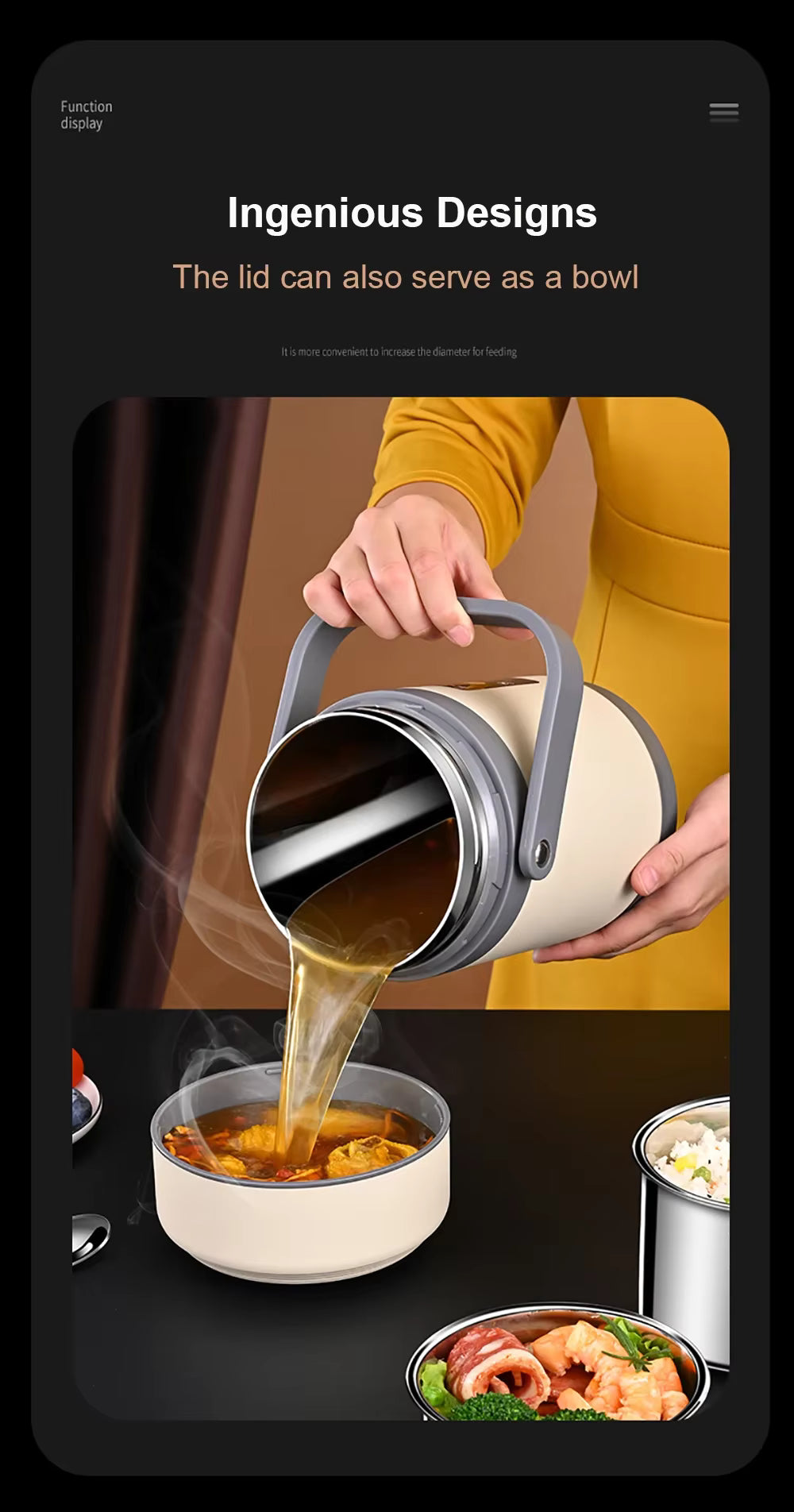 USB Electric Heated Stainless Steel Lunch Box 1.6L