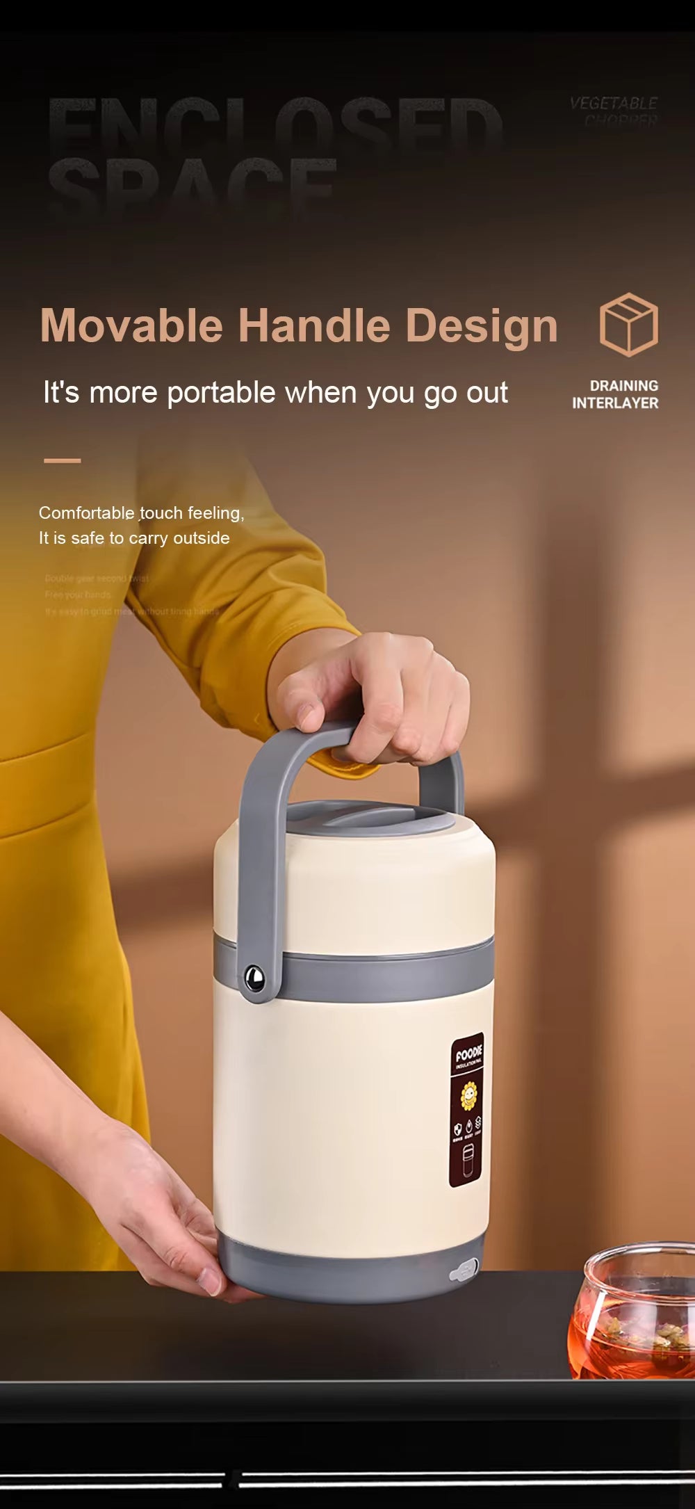 USB Electric Heated Stainless Steel Lunch Box 1.6L